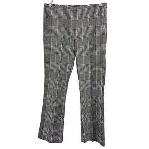 Zara Basics Women Work Career Plaid Black White Pants Size Large L Stretch New